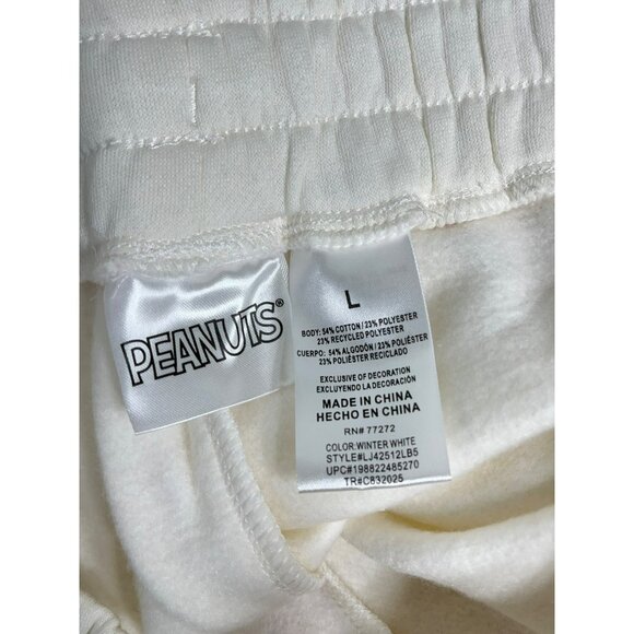 Peanuts Gang Snoopy And Friends Womens Large Holiday Jogger Sweatpants Off White - Picture 13 of 16